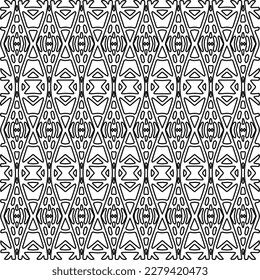 Stylish texture with figures from lines.
Abstract geometric black and white pattern for web page, textures, card, poster, fabric, textile. Monochrome graphic repeating design. 