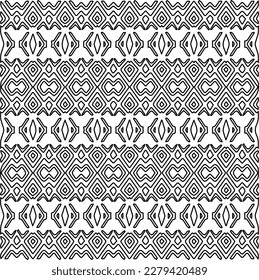 Stylish texture with figures from lines.
Abstract geometric black and white pattern for web page, textures, card, poster, fabric, textile. Monochrome graphic repeating design.