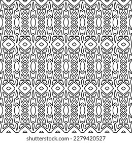 Stylish texture with figures from lines.
Abstract geometric black and white pattern for web page, textures, card, poster, fabric, textile. Monochrome graphic repeating design.