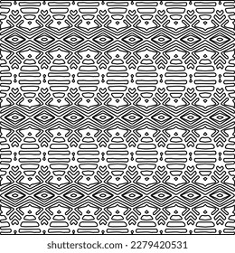 Stylish texture with figures from lines.
Abstract geometric black and white pattern for web page, textures, card, poster, fabric, textile. Monochrome graphic repeating design. 