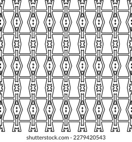 Stylish texture with figures from lines.
Abstract geometric black and white pattern for web page, textures, card, poster, fabric, textile. Monochrome graphic repeating design.