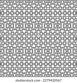 Stylish texture with figures from lines.
Abstract geometric black and white pattern for web page, textures, card, poster, fabric, textile. Monochrome graphic repeating design.