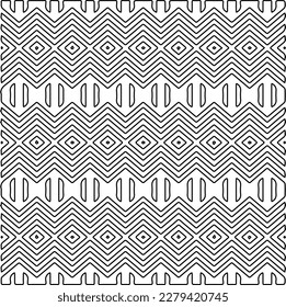 Stylish texture with figures from lines.
Abstract geometric black and white pattern for web page, textures, card, poster, fabric, textile. Monochrome graphic repeating design.