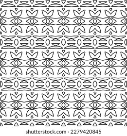 Stylish texture with figures from lines.
Abstract geometric black and white pattern for web page, textures, card, poster, fabric, textile. Monochrome graphic repeating design.