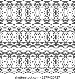 Stylish texture with figures from lines.
Abstract geometric black and white pattern for web page, textures, card, poster, fabric, textile. Monochrome graphic repeating design.