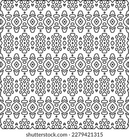 Stylish texture with figures from lines.
Abstract geometric black and white pattern for web page, textures, card, poster, fabric, textile. Monochrome graphic repeating design. 