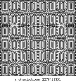 Stylish texture with figures from lines.
Abstract geometric black and white pattern for web page, textures, card, poster, fabric, textile. Monochrome graphic repeating design.