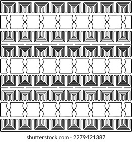 Stylish texture with figures from lines.
Abstract geometric black and white pattern for web page, textures, card, poster, fabric, textile. Monochrome graphic repeating design.