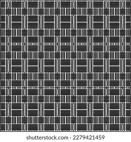 Stylish texture with figures from lines.
Abstract geometric black and white pattern for web page, textures, card, poster, fabric, textile. Monochrome graphic repeating design. 