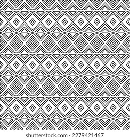 Stylish texture with figures from lines.
Abstract geometric black and white pattern for web page, textures, card, poster, fabric, textile. Monochrome graphic repeating design. 
