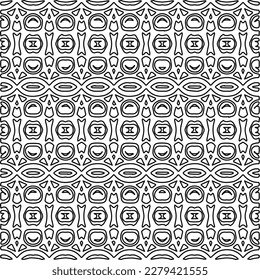 Stylish texture with figures from lines.
Abstract geometric black and white pattern for web page, textures, card, poster, fabric, textile. Monochrome graphic repeating design. 