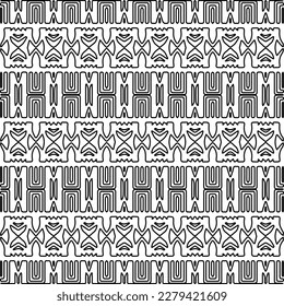 Stylish texture with figures from lines.
Abstract geometric black and white pattern for web page, textures, card, poster, fabric, textile. Monochrome graphic repeating design.