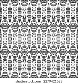 Stilvolle Textur mit Figuren aus Linien.
Abstraktes geometrisches Schwarz-Weiß-Muster für Webseiten, Texturen, Karten, Plakate, Gewebe, Textilien. Monochrome grafische Wiederholungsdesign. 