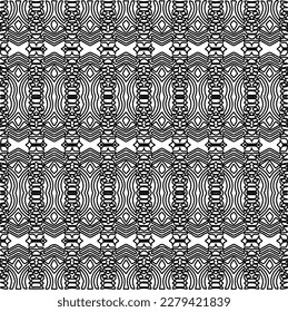 Stylish texture with figures from lines.
Abstract geometric black and white pattern for web page, textures, card, poster, fabric, textile. Monochrome graphic repeating design.