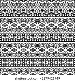 Stilvolle Textur mit Figuren aus Linien.
Abstraktes geometrisches Schwarz-Weiß-Muster für Webseiten, Texturen, Karten, Plakate, Gewebe, Textilien. Monochrome grafische Wiederholungsdesign.