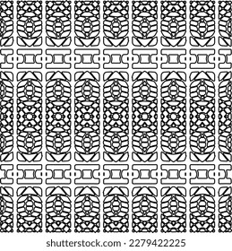 Stylish texture with figures from lines.
Abstract geometric black and white pattern for web page, textures, card, poster, fabric, textile. Monochrome graphic repeating design.