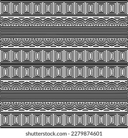 Stylish texture with figures from lines.
Abstract geometric black and white pattern for web page, textures, card, poster, fabric, textile. Monochrome graphic repeating design.