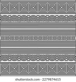 Stylish texture with figures from lines.
Abstract geometric black and white pattern for web page, textures, card, poster, fabric, textile. Monochrome graphic repeating design.