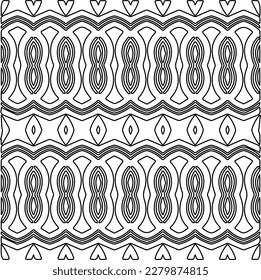 Stylish texture with figures from lines.
Abstract geometric black and white pattern for web page, textures, card, poster, fabric, textile. Monochrome graphic repeating design.