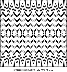 Stylish texture with figures from lines.
Abstract geometric black and white pattern for web page, textures, card, poster, fabric, textile. Monochrome graphic repeating design.
