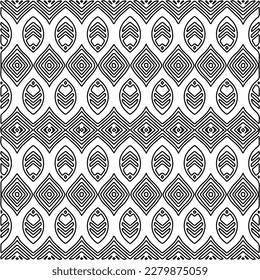 Stylish texture with figures from lines.
Abstract geometric black and white pattern for web page, textures, card, poster, fabric, textile. Monochrome graphic repeating design.