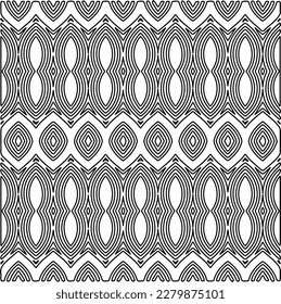 Stylish texture with figures from lines.
Abstract geometric black and white pattern for web page, textures, card, poster, fabric, textile. Monochrome graphic repeating design.