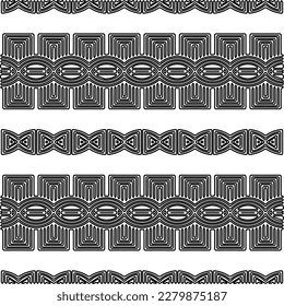 Stilvolle Textur mit Figuren aus Linien.
Abstraktes geometrisches Schwarz-Weiß-Muster für Webseiten, Texturen, Karten, Plakate, Gewebe, Textilien. Monochrome grafische Wiederholungsdesign.