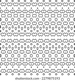 Stilvolle Textur mit Figuren aus Linien.
Abstraktes geometrisches Schwarz-Weiß-Muster für Webseiten, Texturen, Karten, Plakate, Gewebe, Textilien. Monochrome grafische Wiederholungsdesign.