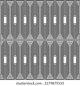 Stylish texture with figures from lines.
Abstract geometric black and white pattern for web page, textures, card, poster, fabric, textile. Monochrome graphic repeating design.