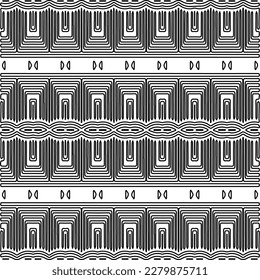 Stylish texture with figures from lines.
Abstract geometric black and white pattern for web page, textures, card, poster, fabric, textile. Monochrome graphic repeating design.