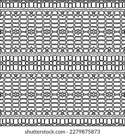 Stylish texture with figures from lines.
Abstract geometric black and white pattern for web page, textures, card, poster, fabric, textile. Monochrome graphic repeating design.