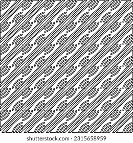 Stylish texture with figures from lines.
Abstract geometric black and white pattern for web page, textures, card, poster, fabric, textile. Monochrome graphic repeating design. 