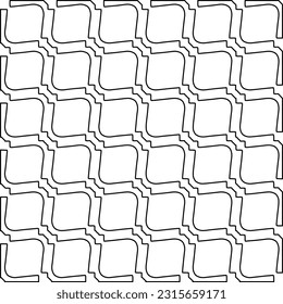 Stylish texture with figures from lines.
Abstract geometric black and white pattern for web page, textures, card, poster, fabric, textile. Monochrome graphic repeating design. 