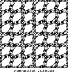 Stylish texture with figures from lines.
Abstract geometric black and white pattern for web page, textures, card, poster, fabric, textile. Monochrome graphic repeating design. 