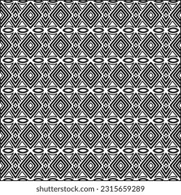 Stylish texture with figures from lines.
Abstract geometric black and white pattern for web page, textures, card, poster, fabric, textile. Monochrome graphic repeating design. 