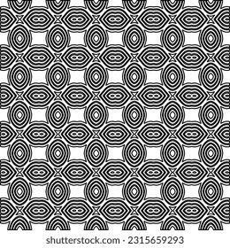 Stylish texture with figures from lines.
Abstract geometric black and white pattern for web page, textures, card, poster, fabric, textile. Monochrome graphic repeating design. 