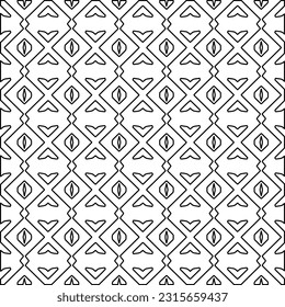 Stylish texture with figures from lines.
Abstract geometric black and white pattern for web page, textures, card, poster, fabric, textile. Monochrome graphic repeating design. 