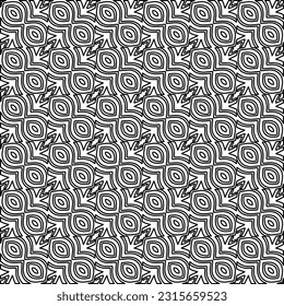 Textura elegante con figuras de líneas.
Resumen de patrones geométricos en blanco y negro para página web, texturas, tarjeta, afiche, tela, textil. Diseño repetitivo gráfico monocromo. 