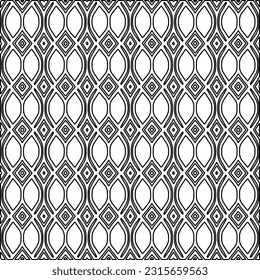 Stylish texture with figures from lines.
Abstract geometric black and white pattern for web page, textures, card, poster, fabric, textile. Monochrome graphic repeating design. 