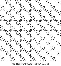 Stylish texture with figures from lines.
Abstract geometric black and white pattern for web page, textures, card, poster, fabric, textile. Monochrome graphic repeating design. 