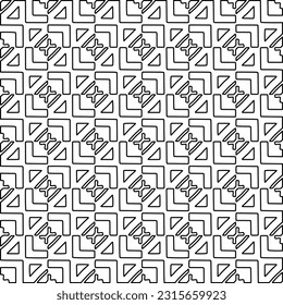 Stylish texture with figures from lines.
Abstract geometric black and white pattern for web page, textures, card, poster, fabric, textile. Monochrome graphic repeating design. 