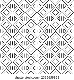 Stylish texture with figures from lines.
Abstract geometric black and white pattern for web page, textures, card, poster, fabric, textile. Monochrome graphic repeating design. 