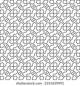 Stylish texture with figures from lines.
Abstract geometric black and white pattern for web page, textures, card, poster, fabric, textile. Monochrome graphic repeating design. 
