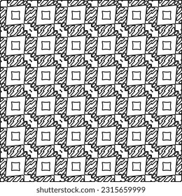 Stylish texture with figures from lines.
Abstract geometric black and white pattern for web page, textures, card, poster, fabric, textile. Monochrome graphic repeating design. 