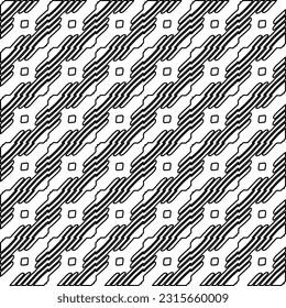 Textura elegante con figuras de líneas.
Resumen de patrones geométricos en blanco y negro para página web, texturas, tarjeta, afiche, tela, textil. Diseño repetitivo gráfico monocromo. 