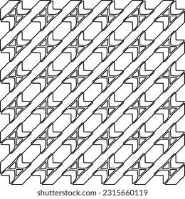 Stylish texture with figures from lines.
Abstract geometric black and white pattern for web page, textures, card, poster, fabric, textile. Monochrome graphic repeating design. 