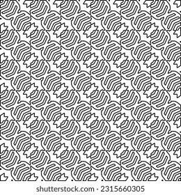 Stylish texture with figures from lines.
Abstract geometric black and white pattern for web page, textures, card, poster, fabric, textile. Monochrome graphic repeating design. 
