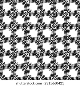 Stylish texture with figures from lines.
Abstract geometric black and white pattern for web page, textures, card, poster, fabric, textile. Monochrome graphic repeating design. 