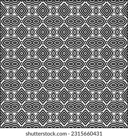 Stylish texture with figures from lines.
Abstract geometric black and white pattern for web page, textures, card, poster, fabric, textile. Monochrome graphic repeating design. 