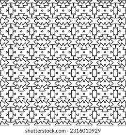 Textura elegante con figuras de líneas.
Resumen de patrones geométricos en blanco y negro para página web, texturas, tarjeta, afiche, tela, textil. Diseño repetitivo gráfico monocromo.